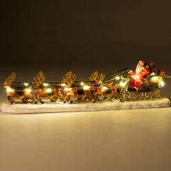 Intratuin kerstdorpminiatuur slee met kerstman en rendieren 23 x 5,5 x 6 cm