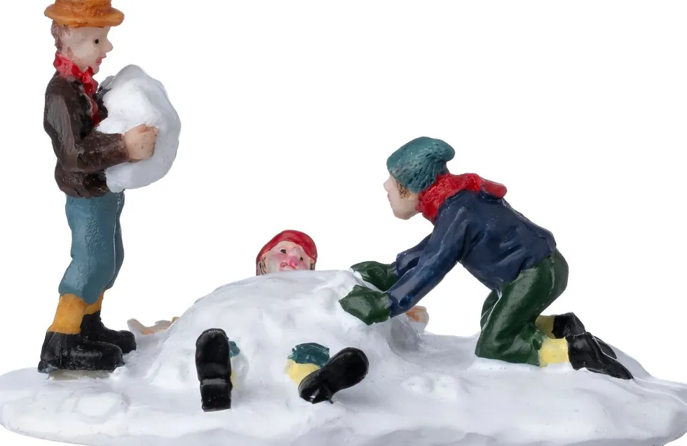 Intratuin kerstdorpminiatuur sneeuwgevecht 9 x 4,9 x 5,1 cm