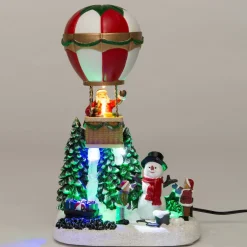 Intratuin kerstdorpminiatuur luchtballon met kerstman 15,5 x 12 x 25 cm