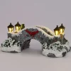 Intratuin kerstdorpminiatuur stenen brug met lantaarns 16,5 x 8,5 x 6,5 cm