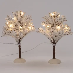 Intratuin kerstdorpminiatuur bomen 24 lampjes warm wit 8 x 8 x 12 cm 2 stuks