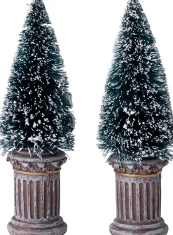 Intratuin kerstdorpminiatuur kerstboom in pot 3 x 3 x 9,7 cm 2 stuks