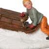 Intratuin kerstdorpminiatuur kind op slee multi 7,5 x 4 x 4,5 cm