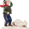 Intratuin kerstdorpminiatuur jongen met sneeuwpop 4 x 3 x 4,5 cm