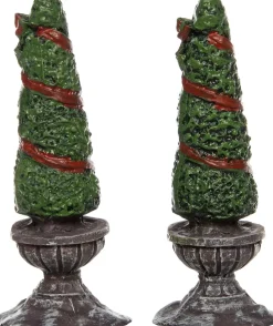 Intratuin kerstdorpminiatuur decoratieboom in plantenbak D 2 H 6 cm 2 stuks