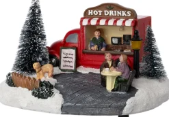 Intratuin kerstdorpminiatuur hot drinks truck (drankkraam) 16,3 x 13 x 20,8 cm