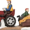 Intratuin kerstdorpminiatuur tractor met wagen 12,5 x 5 x 6 cm