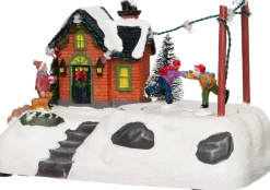 Intratuin kerstdorpminiatuur schaatsende kinderen 18 x 11 x 12 cm