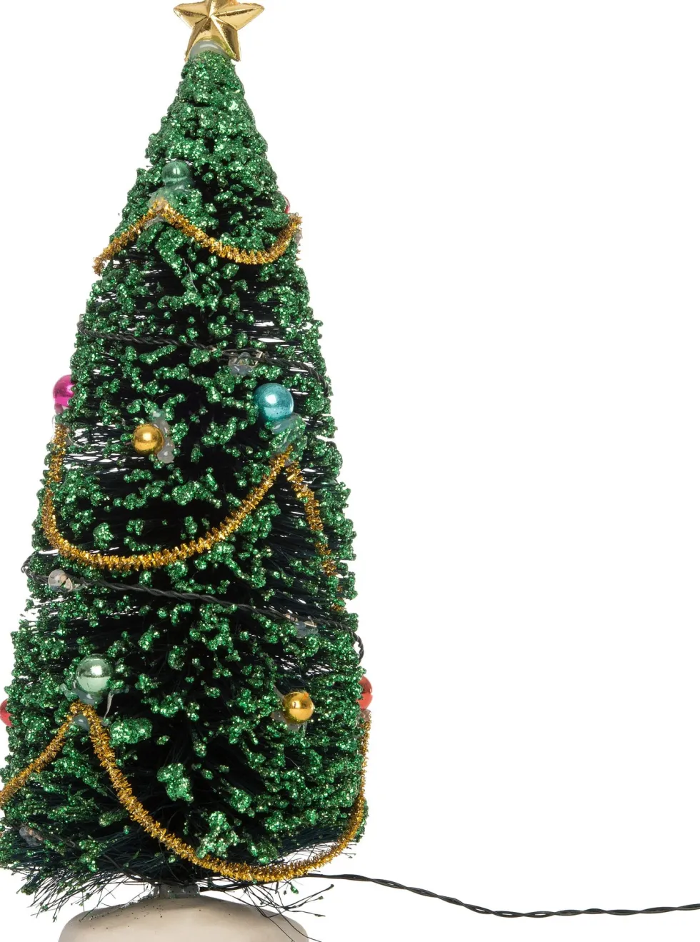 Intratuin kerstdorpminiatuur kerstboom met gouden versiering D 8 H 24 cm