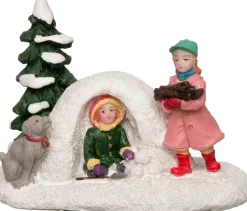 Intratuin kerstdorpminiatuur kinderen in iglo 10 x 6 x 7 cm