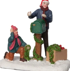 Intratuin kerstdorpminiatuur brievenbus versieren multi 8 x 5,2 x 7,2 cm
