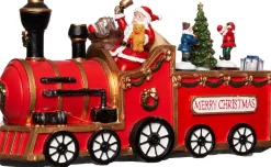 Intratuin kerstdorpminiatuur trein met kerstman 29 x 9,5 x 16,5 cm