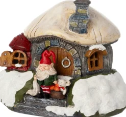 Intratuin kerstdorpminiatuur kabouter paddestoel 17 x 12,5 x 14 cm
