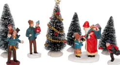 Intratuin kerstdorpminiatuur kerstman met kinderen 21 x 6 x 27 cm 8-delig