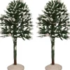 Intratuin kerstdorpminiatuur boom met warm wit LED verlichting D 7 H 15 cm 2 stuks