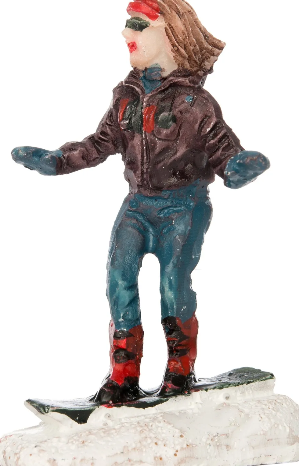 Intratuin kerstdorpminiatuur snowboard meisje 4 x 2,5 x 6 cm