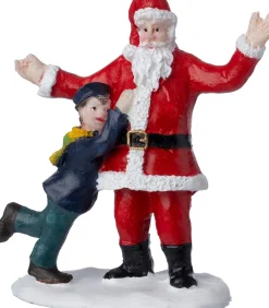 Intratuin kerstdorpminiatuur kerstman en kind 5,5 x 2,8 x 7 cm