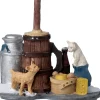 Intratuin kerstdorpminiatuur katjes bij ton 7,3 x 3,9 x 6,5 cm
