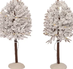 Intratuin kerstdorpminiatuur bomen glitters 24 lampjes warm wit 8 x 8 x 18 cm 2 stuks