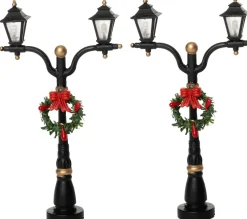 Intratuin kerstdorpminiatuur lantaarn met krans 6,5 x 2 x 11,5 cm 2 stuks