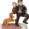 Intratuin kerstdorpminiatuur ober met hond multi 6,5 x 3,5 x 6,5 cm