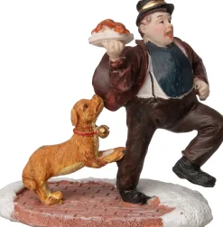 Intratuin kerstdorpminiatuur ober met hond multi 6,5 x 3,5 x 6,5 cm