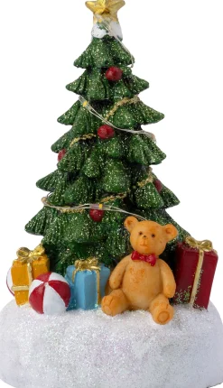 Intratuin kerstdorpminiatuur Durbuy kerstboom met teddybeer 8 x 6 x 11 cm
