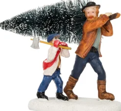 Intratuin kerstdorpminiatuur man en kind met kerstboom 10,5 x 4,5 x 7 cm