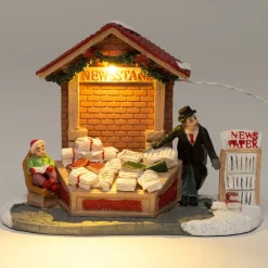 Intratuin kerstdorpminiatuur krantenkraam 13,5 x 6,8 x 10 cm