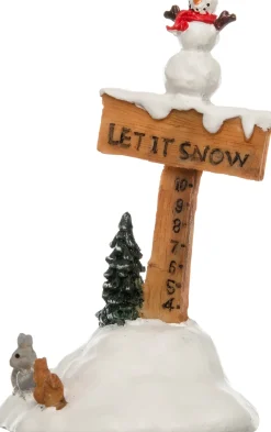 Intratuin kerstdorpminiatuur paal met sneeuwpop 6,2 x 4,5 x 9,5 cm