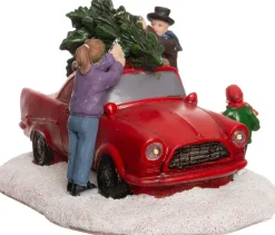 Intratuin kerstdorpminiatuur Chevrolet met familie 14 x 9,3 x 8 cm