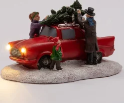 Intratuin kerstdorpminiatuur Chevrolet met familie 14 x 9,3 x 8 cm