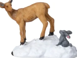 Intratuin kerstdorpminiatuur bambi met konijn 6,6 x 3,5 x 5,3 cm