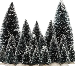 Intratuin kerstdorpminiatuur dennenboom met sneeuw 21 stuks