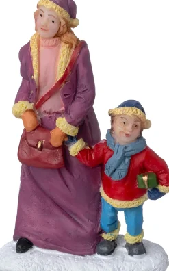 Intratuin kerstdorpminiatuur moeder met kind 4 x 2,3 x 6,5 cm