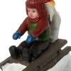 Intratuin kerstdorpminiatuur kind en hond op slee 5,5 x 3 x 6,5 cm