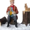 Intratuin kerstdorpminiatuur eekhoorn op boomstam 8 x 4,5 x 5,7 cm