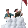 Intratuin kerstdorpminiatuur mannen met rode vlag 7,5 x 3,5 x 9,5 cm