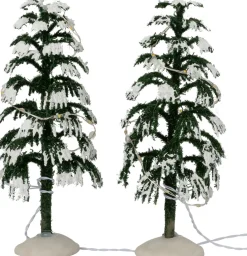 Intratuin kerstdorpminiatuur kerstboom 6 x 6 x 15 cm 2 stuks