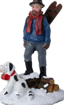 Intratuin kerstdorpminiatuur alpinist met hond 5 x 4,6 x 7,8 cm