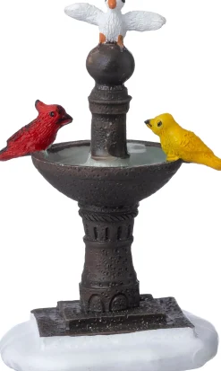 Intratuin kerstdorpminiatuur vogels drinken uit fontein 4,2 x 3,5 x 6,8 cm