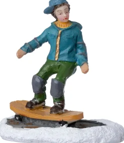 Intratuin kerstdorpminiatuur skater op board 6,3 x 3,4 x 6,6 cm