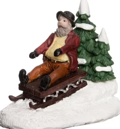 Intratuin kerstdorpminiatuur man op slee 9 x 5 x 8 cm