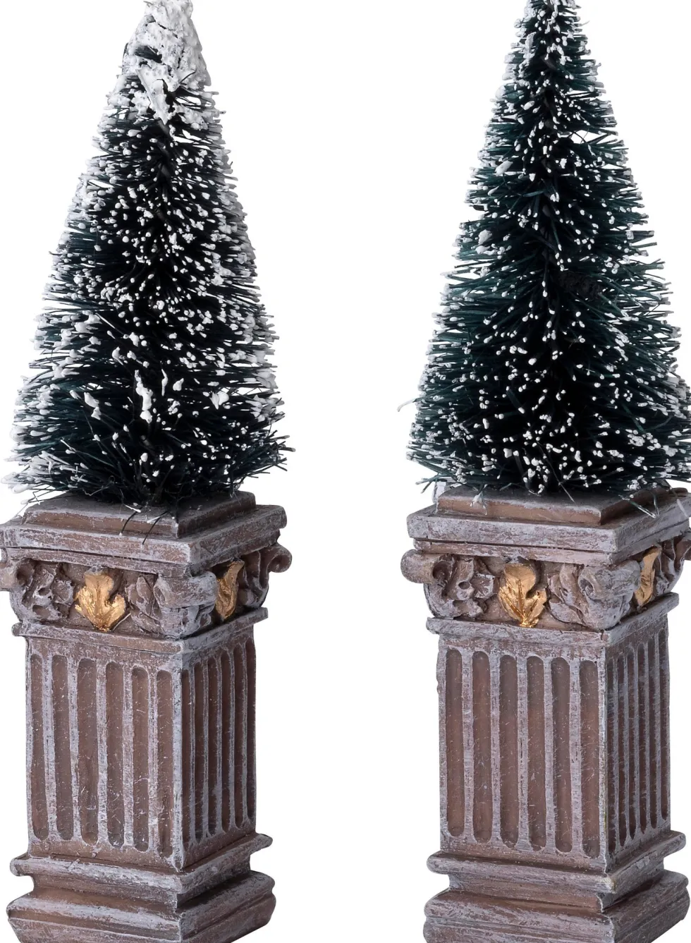 Intratuin kerstdorpminiatuur kerstboom in pot 2,1 x 2,1 x 9,8 cm 2 stuks
