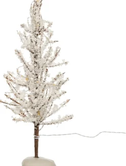 Intratuin kerstdorpminiatuur boom met sneeuw en LED verlichting D 5 H 15,5 cm