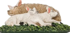 Intratuin kerstdorpminiatuur schaap met lammetjes 6,6 x 5 x 3,2 cm