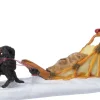 Intratuin kerstdorpminiatuur slee met hond 13,5 x 4,5 x 7,9 cm