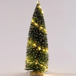 Intratuin kerstdorpminiatuur kerstboom met lampjes warm wit D 10 H 30 cm