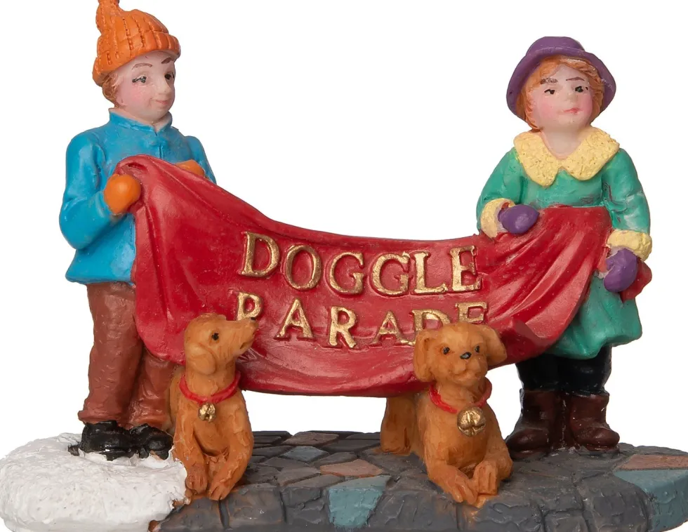 Intratuin kerstdorpminiatuur honden parade multi 8 x 3,5 x 6 cm