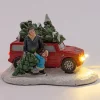 Intratuin kerstdorpminiatuur auto met kerstboom 11,5 x 7,8 x 7,6 cm
